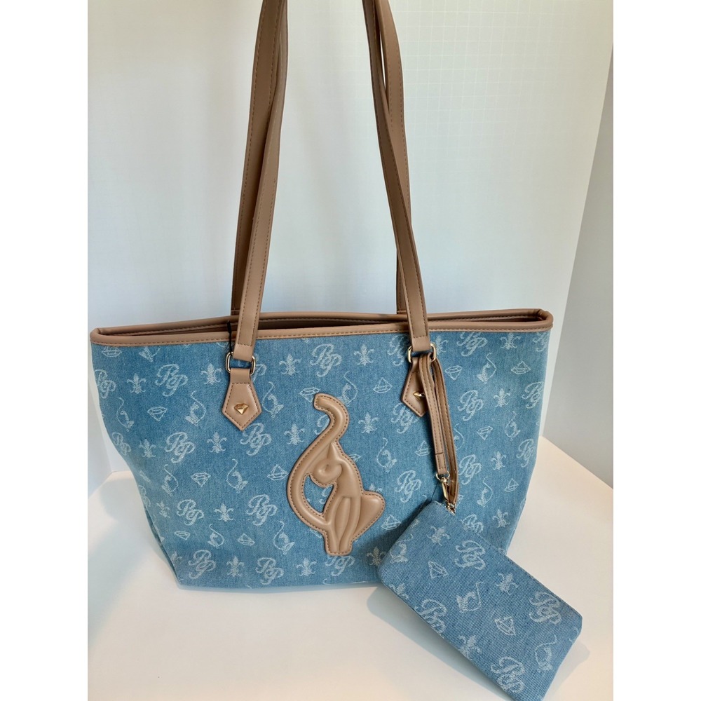 Baby Phat~ Blue Denim Logo Tote Bag~ Matching wristlet. NWT
